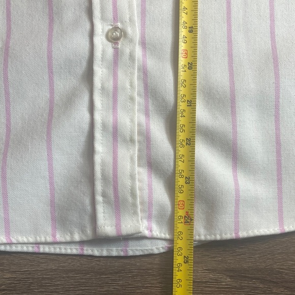Womens Vintage 70’s Large Cream and Lavender Striped Button Down Shirt - Picture 6 of 9